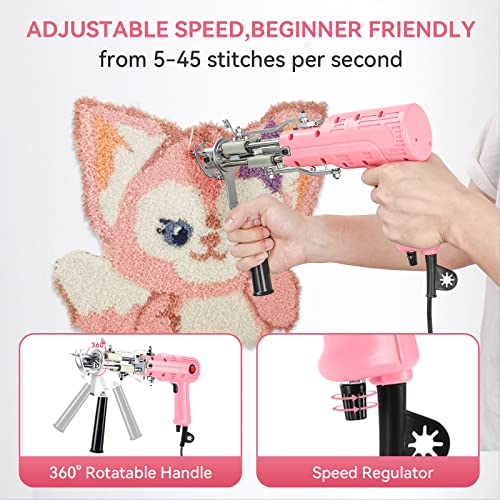 Riiai Tufting Gun, Rug Tufting Gun Cut Pile Loop Pile 2 In 1, Rt-Iii Pro Tufting Gun Kit With Speed Adjustable, Feels Lighter,More Safer,Fashion Design,Low-Maintenance, Beginners Recommend(Baby Pink) #TOP5