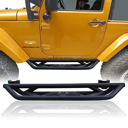 TIOYAR Wrangler Side Step Black Texture Running Board Non-Slip Rust Prevention Compatible with 2007 2008 2009 2010 2011 2012 2013 2014 2015 2016 2017 Wrangler JK & JKU 2 Doors