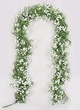 CHIBO 2Pcs 5.8 Ft Artificial Baby Breath Flower Vines Faux Real Touch Gypsophila Garland for Wedding