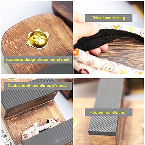 YXCKG Slippers for Men Women, Men's Sandals Thong Slippers, Wooden Sandals Flip Flop Two-Teeth Japanese Shoes, Japanese Traditional Sandals Wooden Shoes Cotton Flat Shoes (Color : C, Size : EUR34-35)3