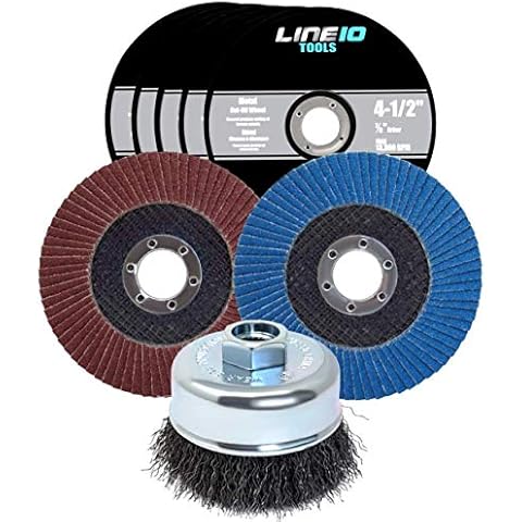 LINE10 Tools 4-1/2-inch Angle Grinder Attachments Kit, Wire Brush, Grinding Flap Discs, Cutting Wheels Cover