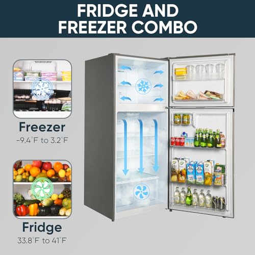 Upstreman 17.6 Cu.Ft Top Freezer Refrigerator Large Capacity Refrigerator, Frost Free, ENERGY STAR, Adjustable Thermostat, Fingerprint Resistant Stainless Steel, Reversible Door on Fridge.com
