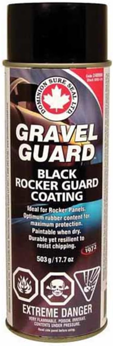 Dominion Sure Seal Gravel Guard Spray - Fast Drying, Flexible Coating for Stone Chip Protection & Sound Deadening, Corrosion-Resistant & Paintable, Similar to Flex Seal & Fluid Film - Black