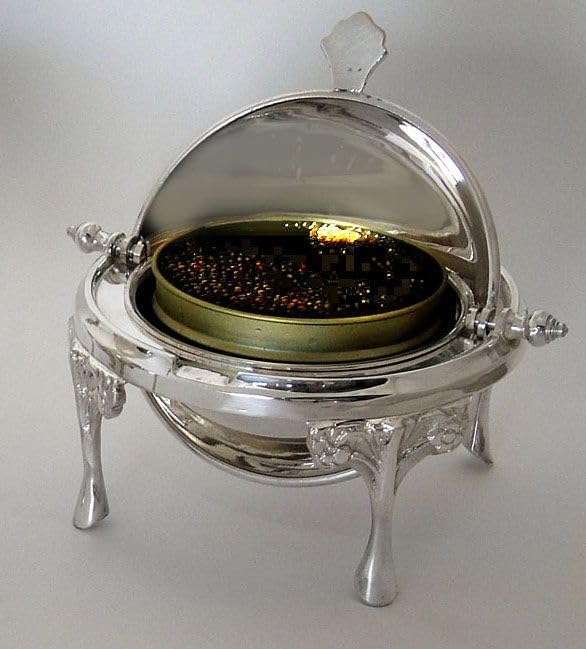 Stainless Steel Roll Top Caviar Server - 6" Rotating butter dish