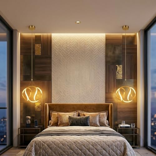 Image of Groeien 12W 3 Color Gold LED Wave Orbit Pendant, Home Ceiling Lamp(Pendant WaveOrbit, 1)