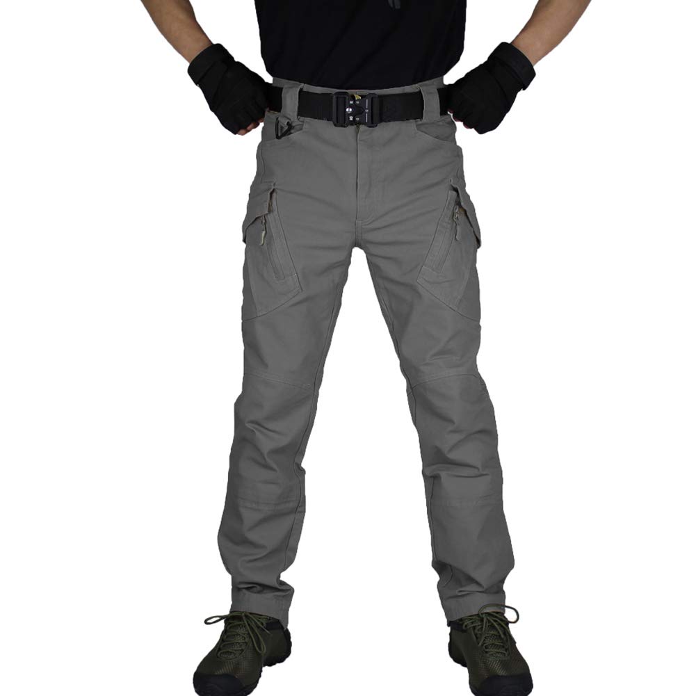 Zuoxiangru Men's Grey Tactical Combat Military Trousers, Outdoor Work Cargo Casual Pants Cotton Workwear Trousers (, Tag Xl)