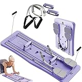 SEAHELTON Multifunctional Foldable Pilates Board | Sliding Workout Board | AB Core Trainer with Timer | Abdominal Plate with Resistance Rope, Automatic Rebound, and Elbow Support | Full Body Core Workout & Exercise Equipment for Men & Women