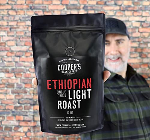 Ethiopian Bright Light Roast Grade 1, Whole Bean Coffee, Natural Dry Processed Origin, Intense Bright & Bold Coffee Beans, Gourmet Coffee - 12 Oz Bag #TOP3