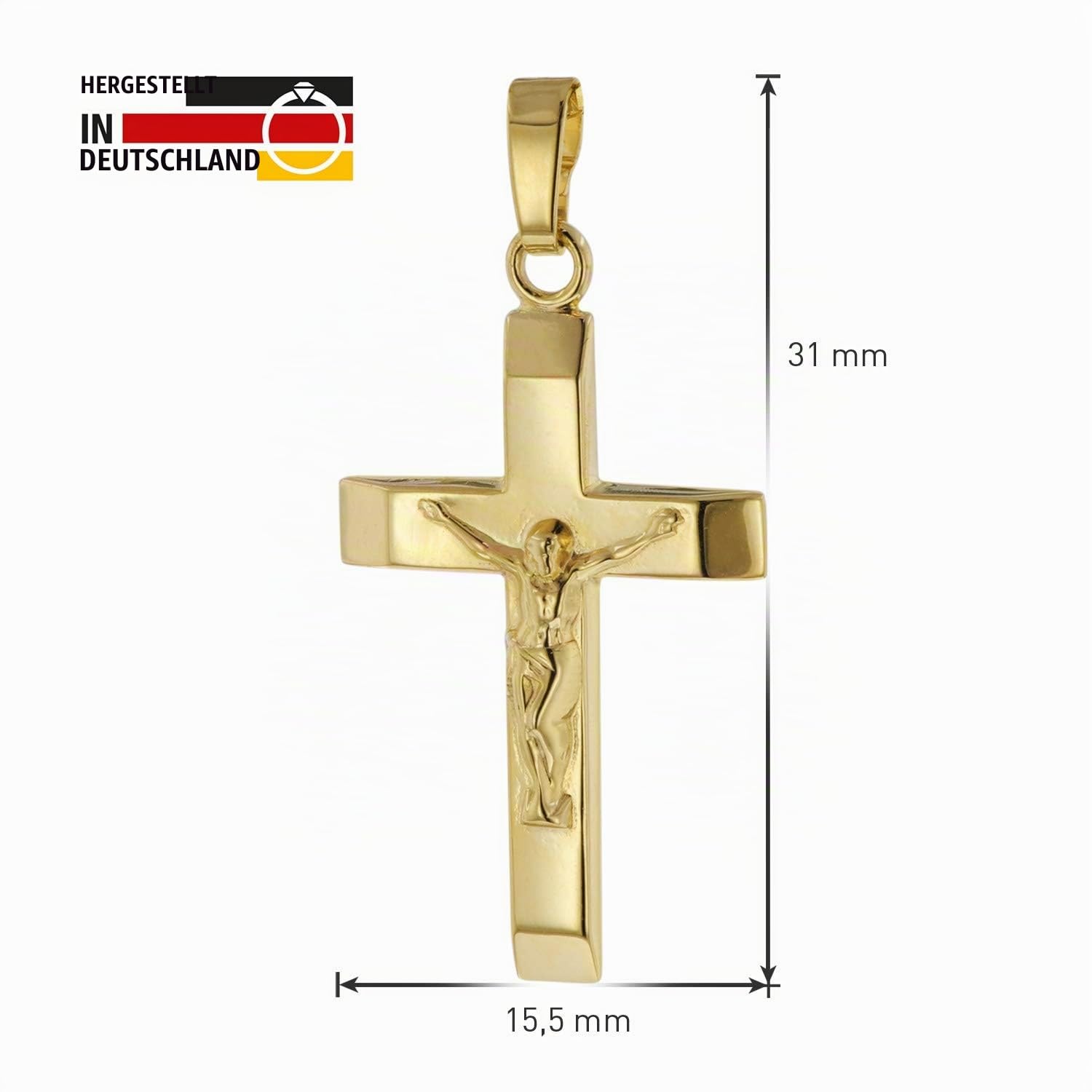 trendor Kruzifix-Anhänger 22 mm Gold 333 mit goldplattierter Halskette
