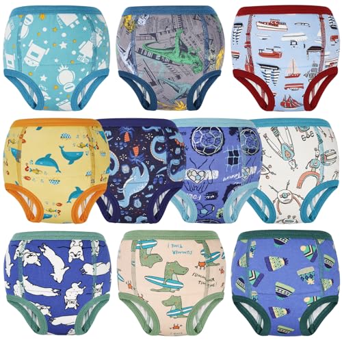 Image of MooMoo Baby Potty Training Underwear Absorbent Toddler Training Pants for Boys 10 Packs Cotton Pee Pants 2T