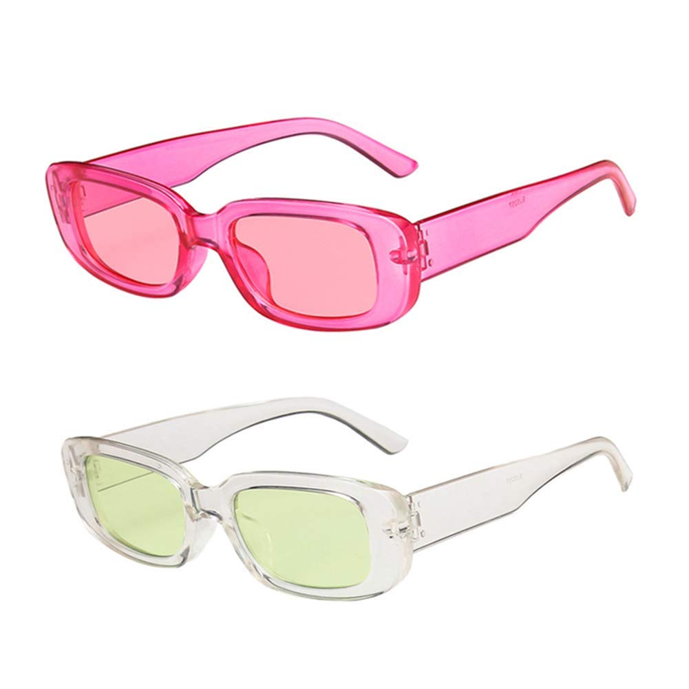 ENTHYIRectangle Sunglasses for Women Retro 90s Sunglasses Small Narrow Square Frame UV400 Protection