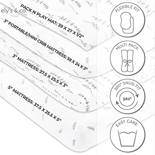 Pack And Play Sheet 2 Pack - Pack And Play Sheets Fitted With 100% Jersey Cotton - Pack N Play Mattress Sheets For Boys And Girls, Newborn Essentials (Forest Grey Floral And Leaves) #TOP2