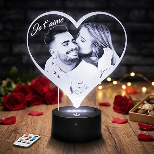 Lampephoto.fr - Lámpara con foto personalizada, regalos originales para mujeres, regalo de San Valentín, regalo personalizado, regalo de cumpleaños personalizado, corazón con foto | Ya disponible en tu tienda friki favorita! En mundofriki.es!