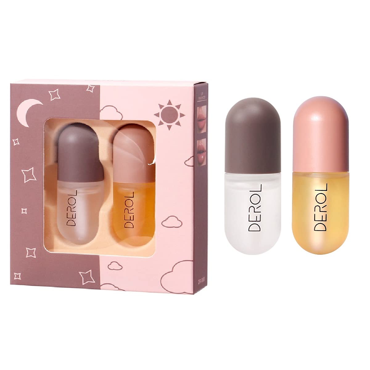 Lip Plumper Set, Lip Care Essence, Natural Lip Cream, Hydrating & Reduce Fine Lines, Day And Night Care Lip Augmentation Kit（2PCS)