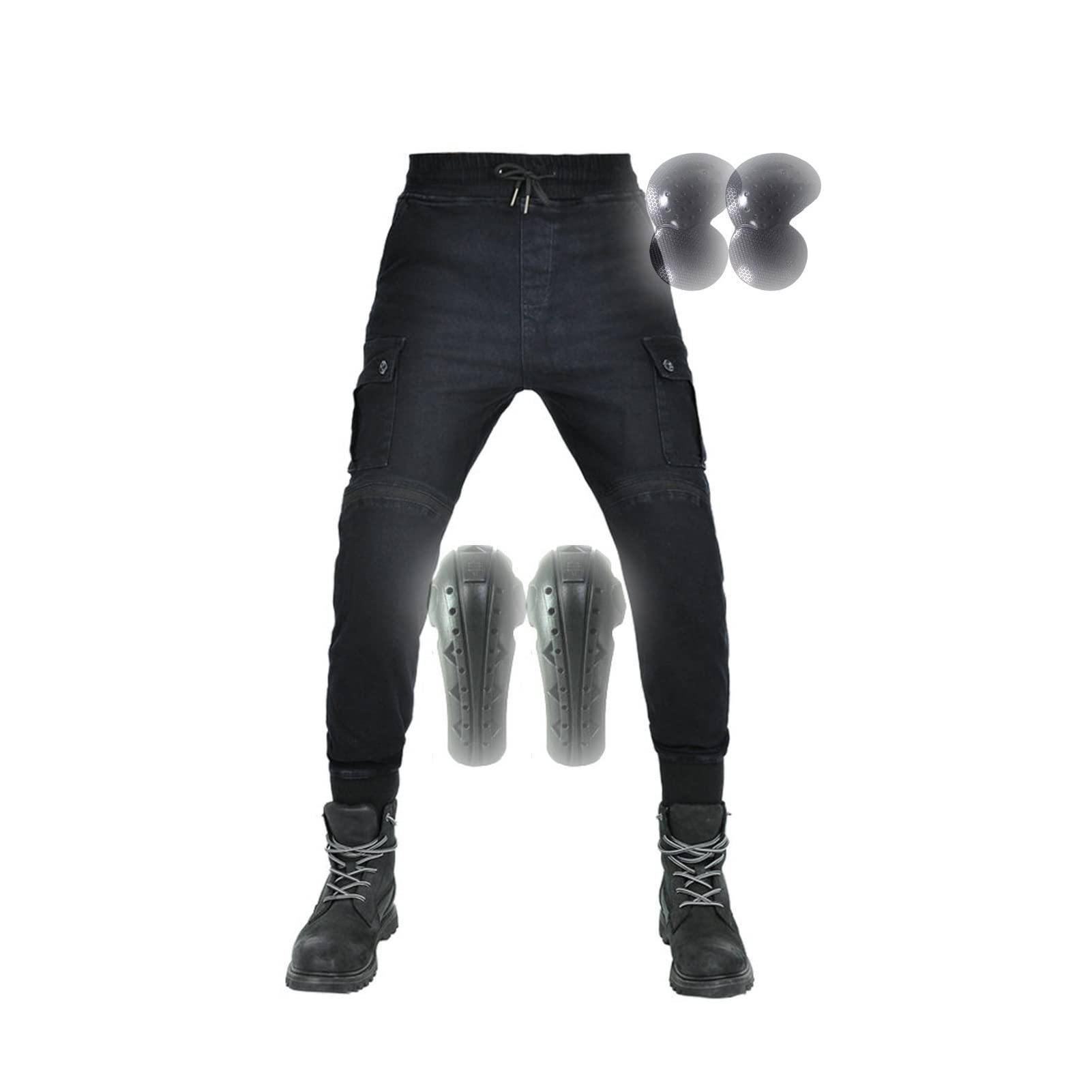 All Season Motorcycle Pants Dirt Bike Racing Pants Comes With 4 Detachable CE Armors (Color : BLACK upgrade, Size : Small)