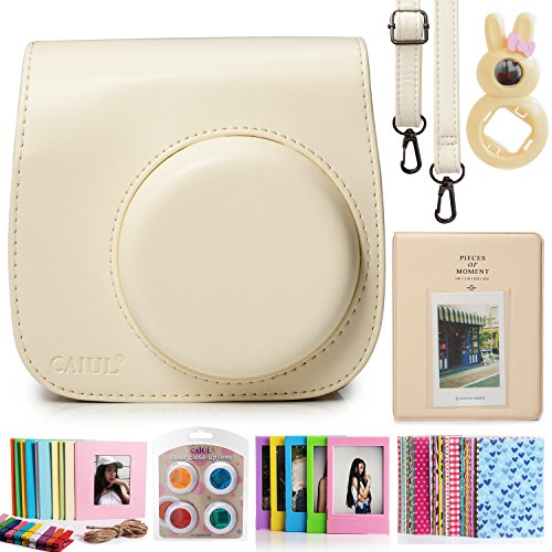 Image of CAIUL 7 in 1 Instax Mini 8 /8+ Accessory Bundles Set (Yellow Mini 8 Case /Album /Lens /Filters /Film Frames /Hang Frames /Film Sticker)