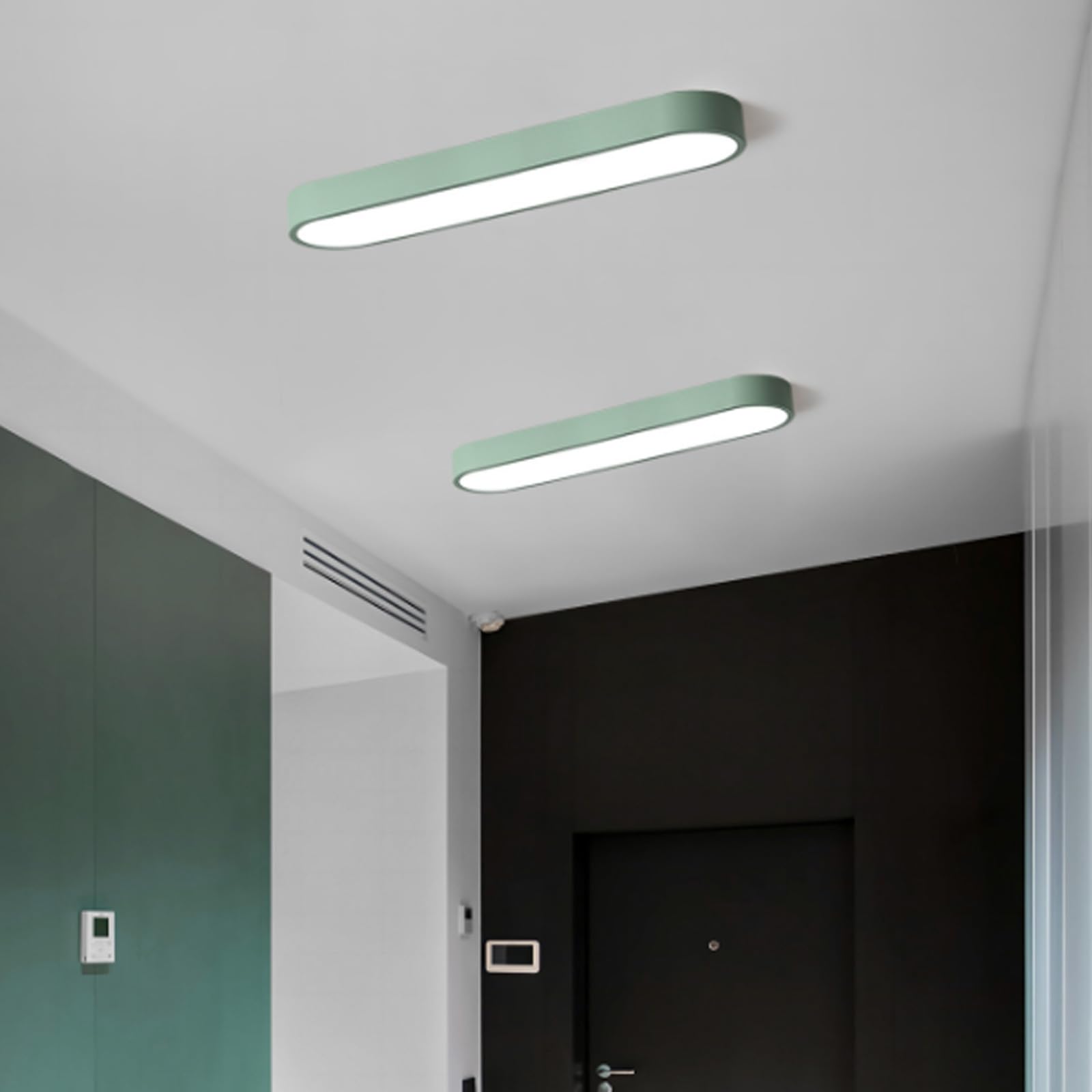KXEcoLife Modern LED Rectangular Ceiling Light Fixture 3000K/4000K/6000K, Stylish Iron Lamp for Home Decor, Corridor, Hotel, Bedroom Lighting (Green, 65cm)