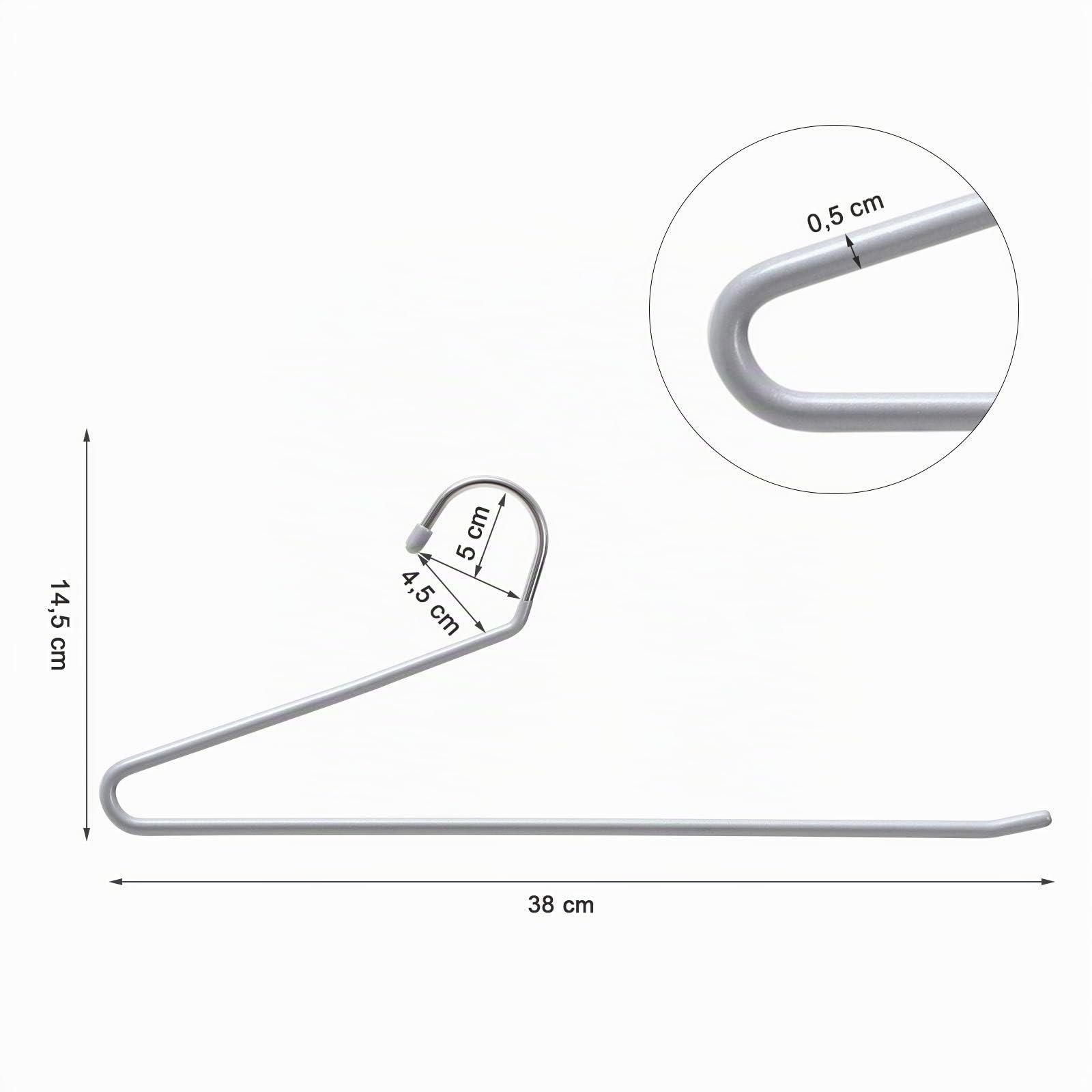 SONGMICS Set de 20 Perchas de Metal, Perchas Multifuncionales con Recubrimiento Antideslizante, Ahorro de Espacio, 38 cm de Longitud, Gris CRI04G-20