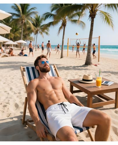 Men’s Swim Trunks Slim-Fit 5" Inseam Mesh Lining Zipper Pockets Swimwear Quick-Dry Bathing Suits for Men, XS-2XL3