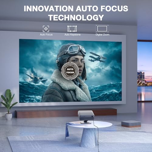 Image of [Now with Netflix & 3000 ANSI] Projector with WiFi and Bluetooth,TOF Real-Time Auto Focus Smart Projector, Upgrade for AuKing Overhead Projectors Theater Proyector with Omni-Adjustable Stand