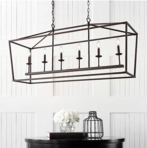 Jonathan Y Jyl7439A Pagoda Lantern Dimmable Adjustable Metal Led Pendant Classic Traditional Dining Room Living Room Kitchen Foyer Bedroom Hallway, 49 In, Oil Rubbed Bronze #TOP2