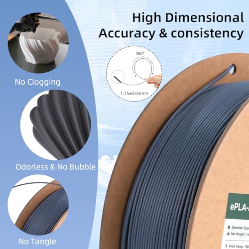Image of eSUN Matte PLA Filament 1.75mm, 3D Printing PLA Filament 1.75mm Dimensional Accuracy + /- 0.03mm, 1kg Carboard Spool (2.2lbs) for Most FDM 3D Printers,Dark Grey