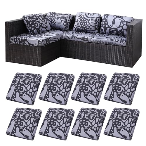 Image of BIETYONE 8Pcs Stretch Patio Cushion Covers,Outdoor Couch Covers Replacement,Outdoor Couch & Sofa Slipcovers,for Patio Furniture Cushion Covers,Washable Reusable urniture Protector(Grey Pigeon,8PCS)