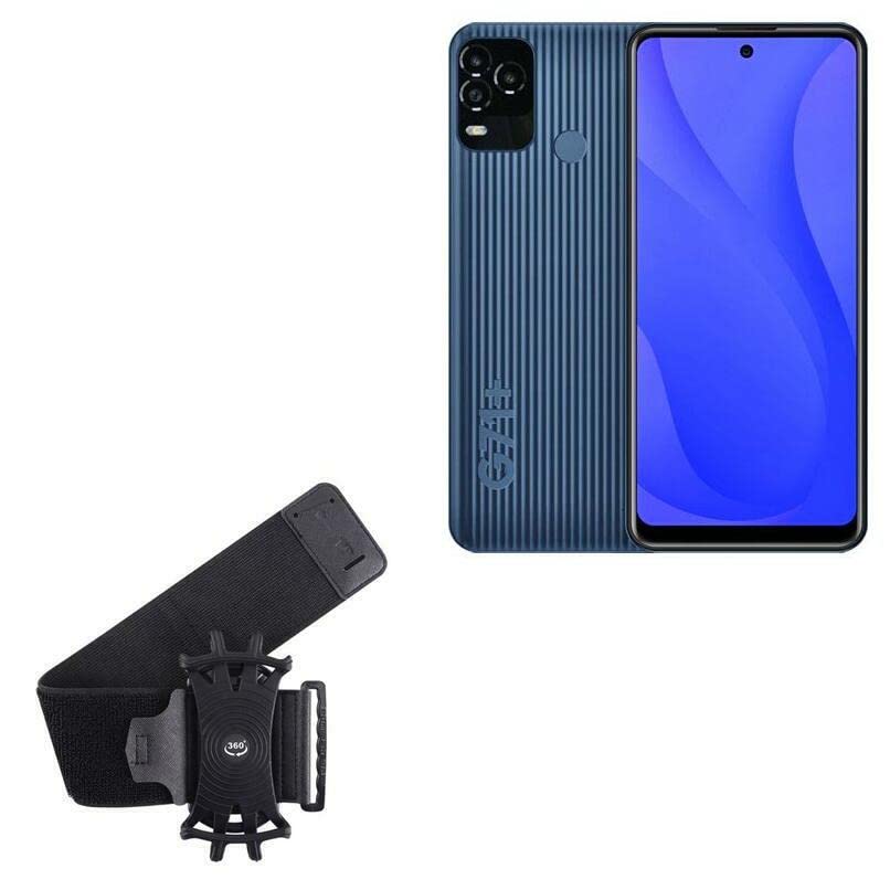 BoxWave Holster Compatible with BLU G71+ - ActiveStretch Sport Armband, Adjustable Armband for Workout and Running - Jet Black