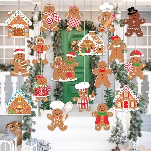 Gingerbread Christmas Decoration Outdoor - 18pcs Outdoor Waterproof Hanging Gingerbread