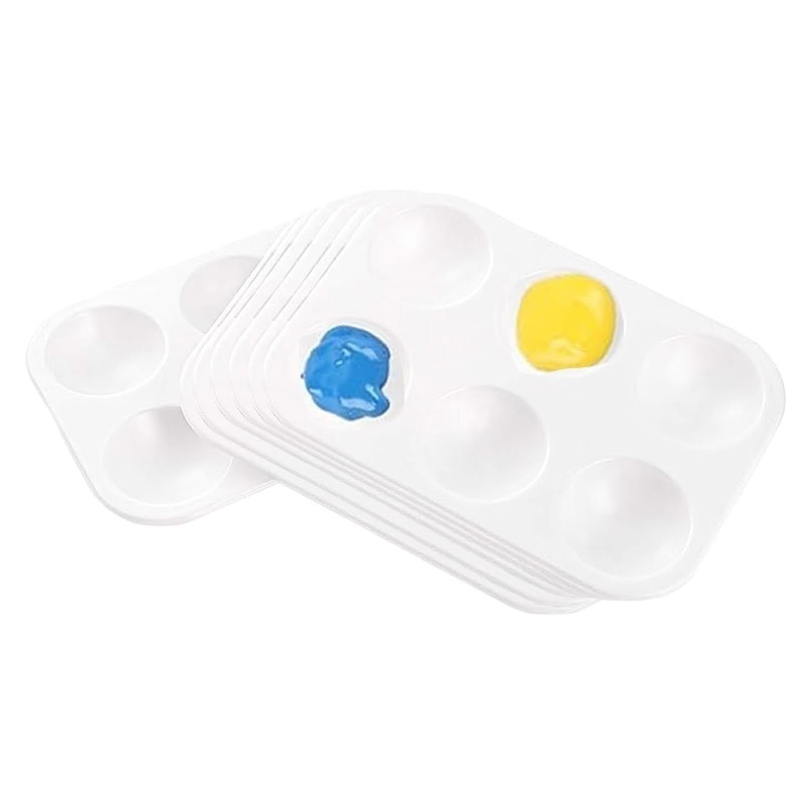 Paleta De PláStico Paleta de Lienzo Rectangular Acuarela plástico Blanco 6 cuadrículas (2/8/15/20) for Fiestas Pintura y Manualidades para Mezclar Colores(8pcs)