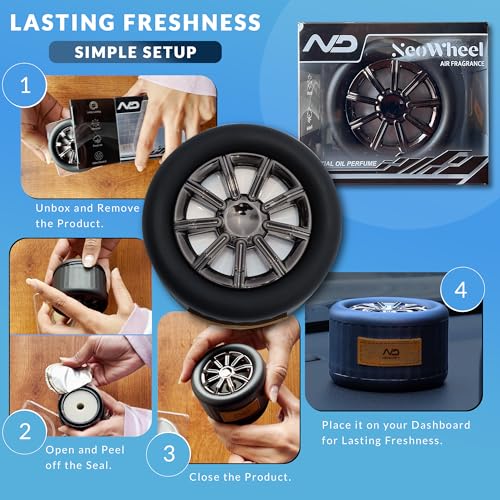 Image of NEODRIFT 'NeoWheel' (Set of 2) | New Car & Vanilla Bliss | Premium Dashboard Car Perfume Air Freshener (Long-Lasting Car Fragrance, Premium Stylish Accessory)