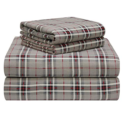pointehaven Juego de sábanas de Franela con Estampado de algodón de Lujo de 180 g/m², Individual XL, Derby