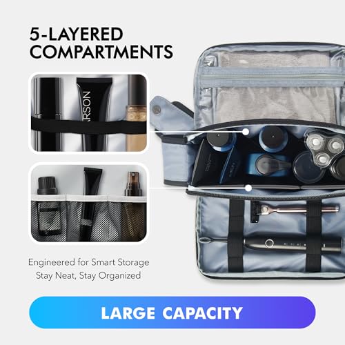 WVM Travel Toiletry Bag for Men & Women, Waterproof Dopp Kit Organizer with Multiple Compartments for Toiletries and Accessories, Shaving & Cosmetic Storage Bag for Trips and Home Use3