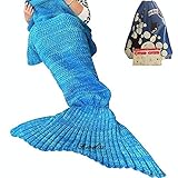 Renoliss - Manta de punto tejida a mano con forma de cola de sirena, para sofá o salón, para adultos y niños, 180 x 90 cm