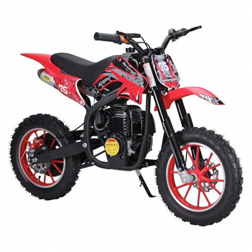 Sinuyie 49cc Gas Dirt Bike for Kids 8-12 Years Stable Powerful Dirt Bikes Reliable Disc Brake Safe 4-Stroke Engine Durable Aluminum Frame Kids Motorcycle