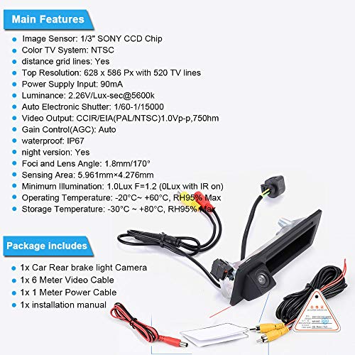 Image of Trunk Handle Vehicle Camera Waterproof 170 car Rear View Back up Reverse Camera Parking for Bora Varlant Kombi Golf IV Touareg 7LA Passat Variant Kombi B5 3B6 Porsche Cayenne 9PA 955