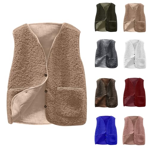 Baby Boy Girl Sleeveless Jacket Button Down Sherpa Fleece Vest Toddler Kid Fall Winter Waistcoat Outerwear with Pocket2