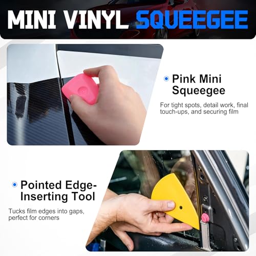 Image of SINGARO Car WindowTint Kit, 9PCS Vehicle Glass Protective Film Wrapping Installation Set, Auto Vinyl Wrap Tinting Tools Included Vinyl Squeegee, Felt Squeegee, Cutter with Replacement Blades