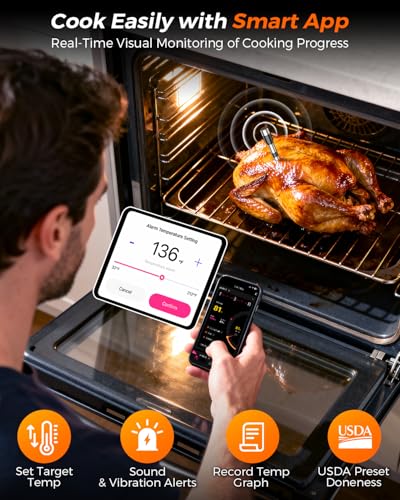 Alfolive 2025 AI Wireless Meat Thermometer, Smart Bluetooth Meat Thermometer Digital, ±0.5°F High Accuracy, Grill Temperature Probe for BBQ, Grilling, Smoker, Oven, Cooking, Air Fryer, 2 Probes #3