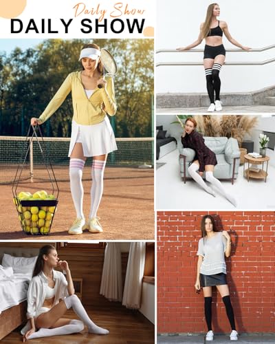 Century Star Womens Casual Stripes Thigh High Long Socks-Thin Over the Knee High Stocking Thigh High Tights Boot Socks3