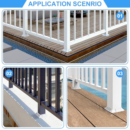 Base de postes 4x4 blanca para barandillas de escaleras y balcones 4