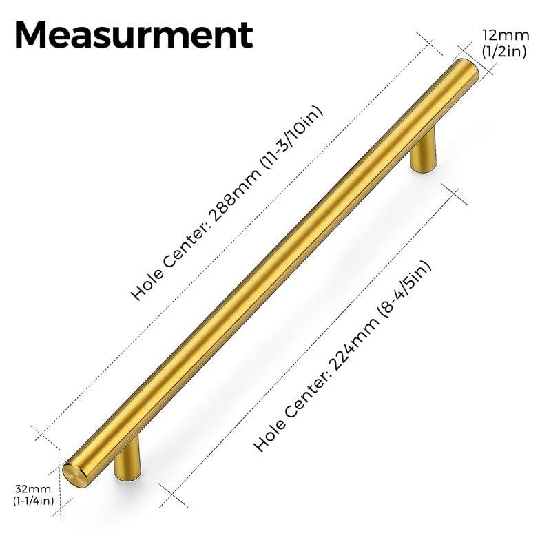 Ravinte Furniture Handles for Kitchen Cabinets 224 mm, Hole Center, Cabinet Handles, Stainless Steel, 25 Pieces, Gold - Image 3