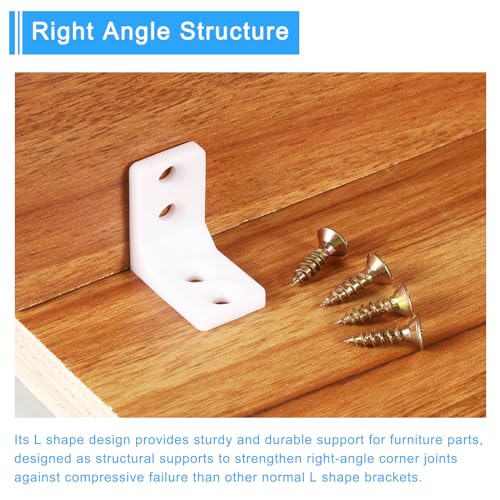 Équerres d'angle de fixation uxcell 90° blanc avec vis de montage pour meuble en bois - 6