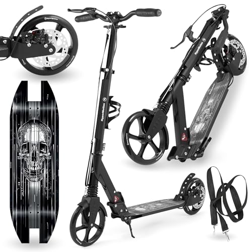 Trottinette à Deux Roues pour Jeunes Adultes - avec Amortisseur - HyperMotion Skyline - Noir, Aluminium - 100kg