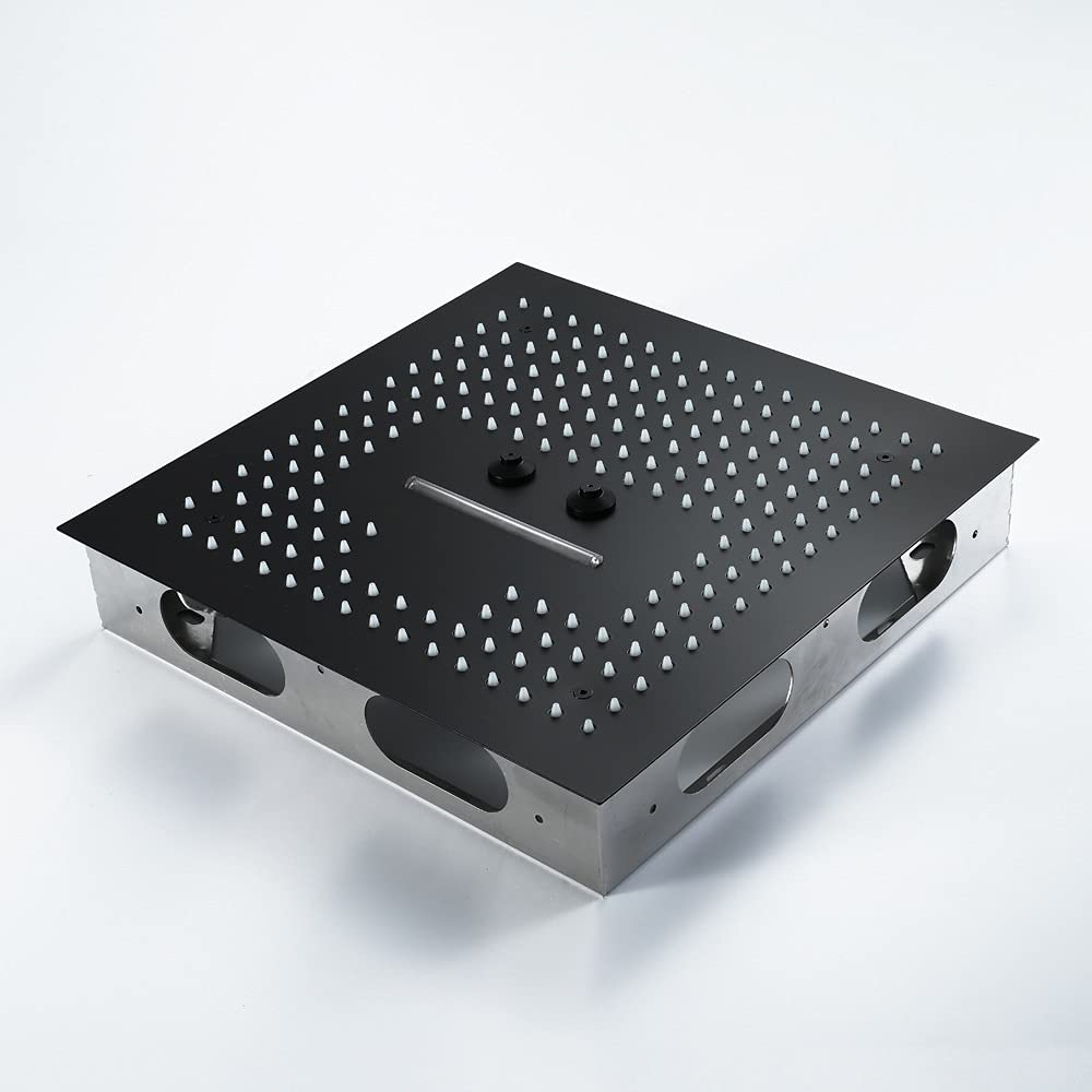 Docce Portatili, soffione Doccia a Cascata Quadrato a LED da 16 Pollici, soffione Doccia Fisso con Getto a Pioggia ad Alta Pressione Cromato con Funzione di Cambio Colore Automatico e autopulente