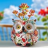 Owl Planter, Owl Succulent Pots, Funny Plant Pots Indoor/Outdoor, Decorative Garden Flower Pot, Cute Small Planters for office Home Decor, Unique Statue Figurine Gifts for Women Mother Teacher Red