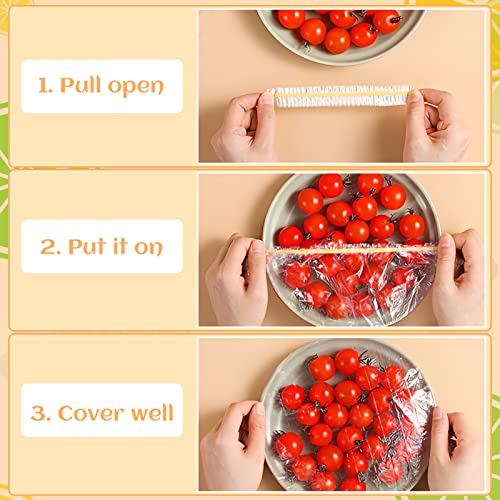 Ruig 100 Pcs Fresh Keeping Bags, Disposable Food Covers Plastic Wrap Cover Elasticated Food Covers Cling Film Bag for Fruit Vegetables Food, Blue,red