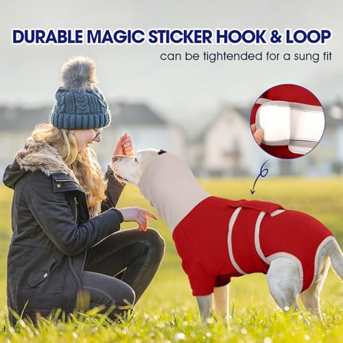 Image of FUAMEY Spay Suit for Female Dog, Neuter Cone Alternatives to Prevent Licking, Pet Surgery Recovery Suit, Turtleneck Onesie for Surgery Male Body Suit for Dogs After Surgery, Shih Tzu (Red, S)