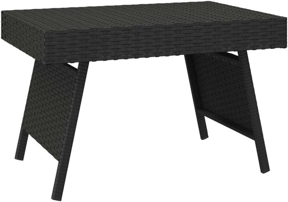vidaXL Beistelltisch Klappbar, Tisch für den Außenbereich Innenbereich, Beistelltisch für Garten Terrasse, Couchtisch Gartentisch, Schwarz Poly Rattan