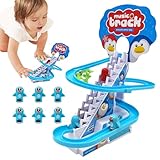 Quorvex Pista de Carreras de Escalada con escaleras de pingüino, Juguete de Pista Deslizante | Escaleras deslizantes Pista de Carreras de Juguete,Juguete de Escalera para Subir Animales para